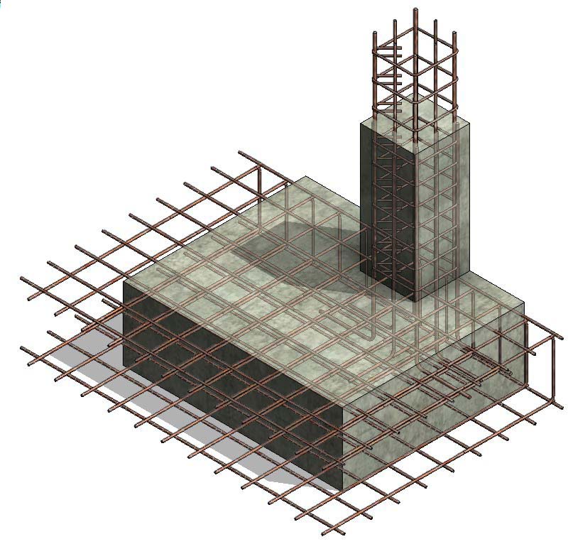 Reinforced concrete structure model with rebar