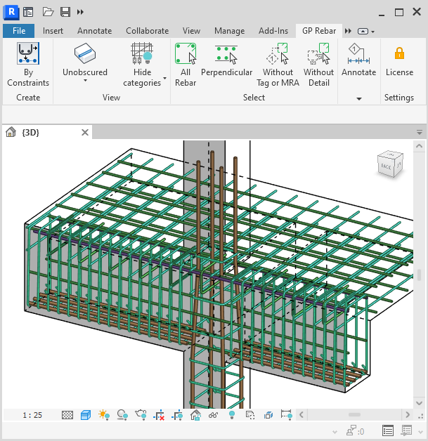 Rebarkit command ribbon in Revit